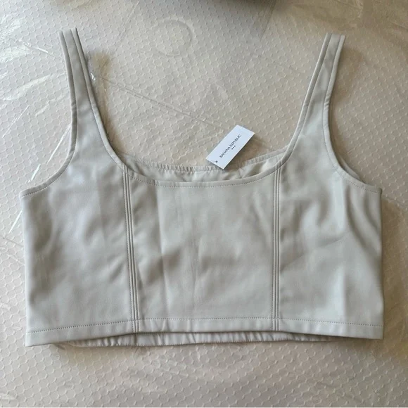 NEW Banana Republic Vegan Leather Bustier Size 8 Cream - Picture 6 of 9